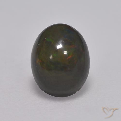 1.33ct طبيعي متعدد الألوان العقيق الأسود, بيضوي, غير شفاف