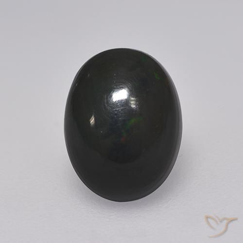 1.28ct طبيعي متعدد الألوان العقيق الأسود, بيضوي, غير شفاف