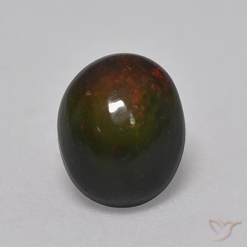 1.37ct طبيعي متعدد الألوان العقيق الأسود, بيضوي, غير شفاف