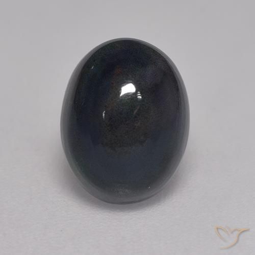 1.25ct طبيعي متعدد الألوان العقيق الأسود, بيضوي, غير شفاف