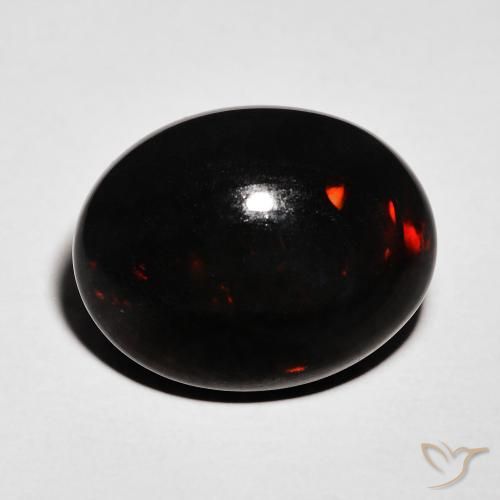 6.46ct طبيعي متعدد الألوان العقيق الأسود, بيضوي, غير شفاف