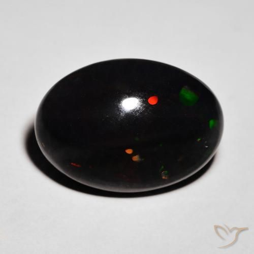 6.06ct طبيعي متعدد الألوان العقيق الأسود, بيضوي, غير شفاف