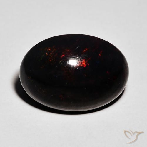 4.32ct طبيعي متعدد الألوان العقيق الأسود, بيضوي, غير شفاف