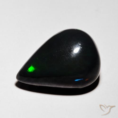4.80ct طبيعي متعدد الألوان العقيق الأسود, شكل الكمثرى, نصف شفاف