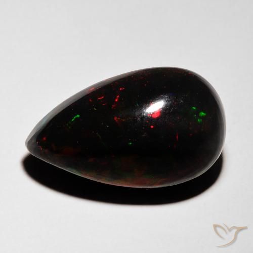 5.96ct طبيعي متعدد الألوان العقيق الأسود, شكل الكمثرى, نصف شفاف