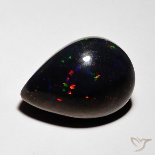 5.36ct طبيعي متعدد الألوان العقيق الأسود, شكل الكمثرى, غير شفاف