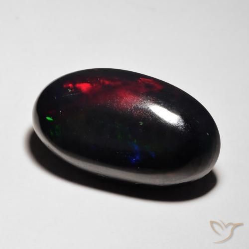 7.14ct طبيعي متعدد الألوان العقيق الأسود, بيضوي, نصف شفاف