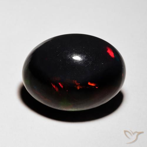 5.76ct طبيعي متعدد الألوان العقيق الأسود, بيضوي, نصف شفاف