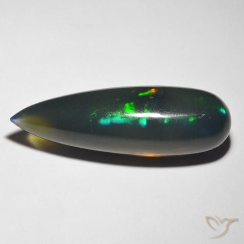 10.85ct طبيعي متعدد الألوان العقيق الأسود, شكل الكمثرى, نصف شفاف