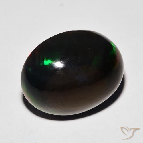 7.64ct طبيعي متعدد الألوان العقيق الأسود, بيضوي, غير شفاف