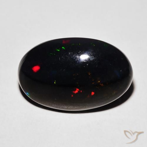 4.61ct طبيعي متعدد الألوان العقيق الأسود, بيضوي, غير شفاف