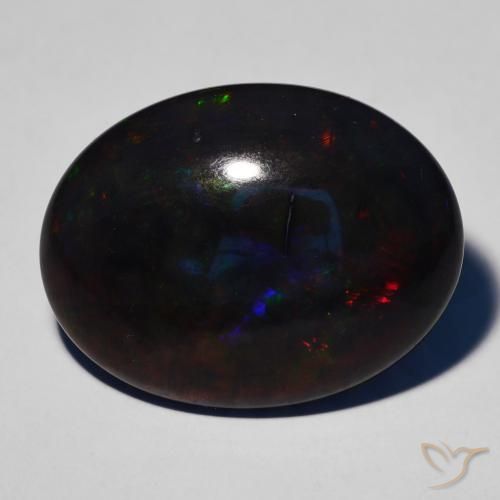 17.25ct طبيعي متعدد الألوان العقيق الأسود, بيضوي, غير شفاف