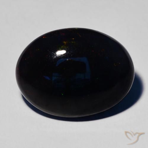 4.59ct طبيعي متعدد الألوان العقيق الأسود, بيضوي, غير شفاف