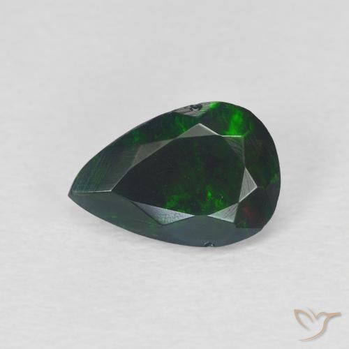 0.83ct طبيعي متعدد الألوان العقيق الأسود, شكل الكمثرى, نصف شفاف