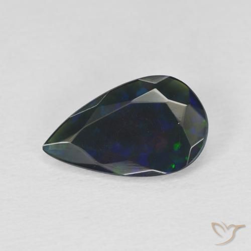 1.22ct طبيعي متعدد الألوان العقيق الأسود, شكل الكمثرى, نصف شفاف
