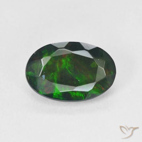 1.08ct طبيعي متعدد الألوان العقيق الأسود, بيضوي, نصف شفاف