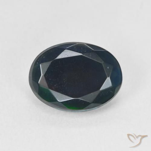1.68ct طبيعي متعدد الألوان العقيق الأسود, بيضوي, نصف شفاف