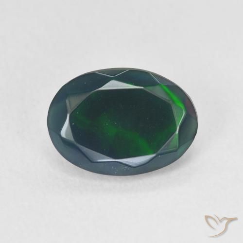 1.45ct طبيعي متعدد الألوان العقيق الأسود, بيضوي, نصف شفاف