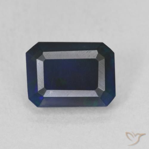 1.03ct طبيعي متعدد الألوان العقيق الأسود, قص الزمرد, نصف شفاف