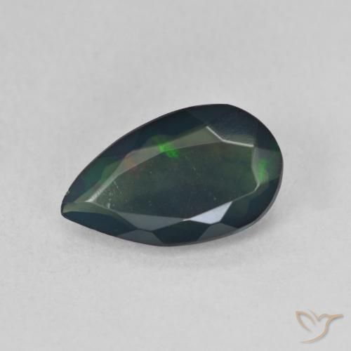 1.12ct طبيعي متعدد الألوان العقيق الأسود, شكل الكمثرى, نصف شفاف