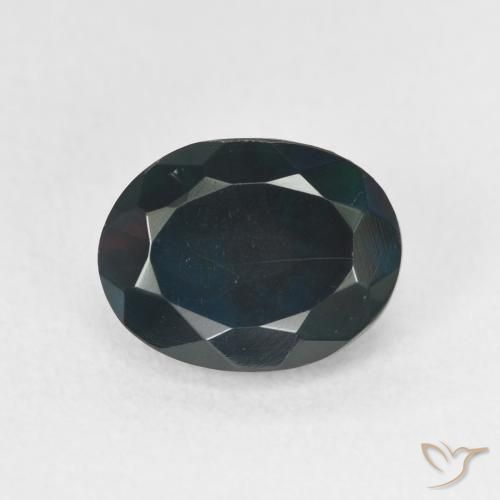1.38ct طبيعي متعدد الألوان العقيق الأسود, بيضوي, نصف شفاف