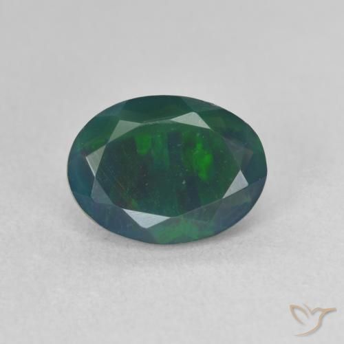 1.31ct طبيعي متعدد الألوان العقيق الأسود, بيضوي, نصف شفاف