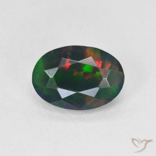 0.86ct طبيعي متعدد الألوان العقيق الأسود, بيضوي, نصف شفاف