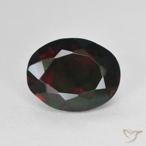 2.40ct طبيعي متعدد الألوان العقيق الأسود, بيضوي, نصف شفاف