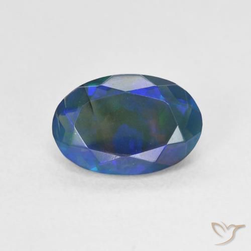 1.10ct طبيعي متعدد الألوان العقيق الأسود, بيضوي, نصف شفاف