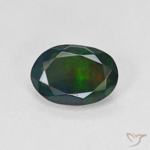 1.22ct طبيعي متعدد الألوان العقيق الأسود, بيضوي, نصف شفاف