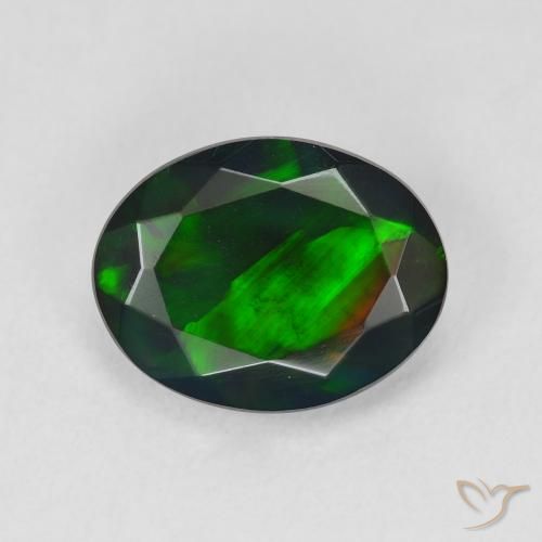 2.07ct طبيعي متعدد الألوان العقيق الأسود, بيضوي, نصف شفاف