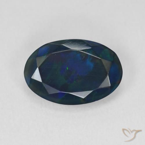 2.21ct طبيعي متعدد الألوان العقيق الأسود, بيضوي, نصف شفاف