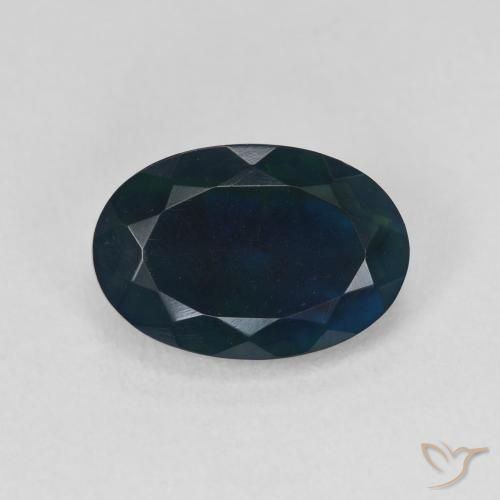 2.04ct طبيعي متعدد الألوان العقيق الأسود, بيضوي, نصف شفاف