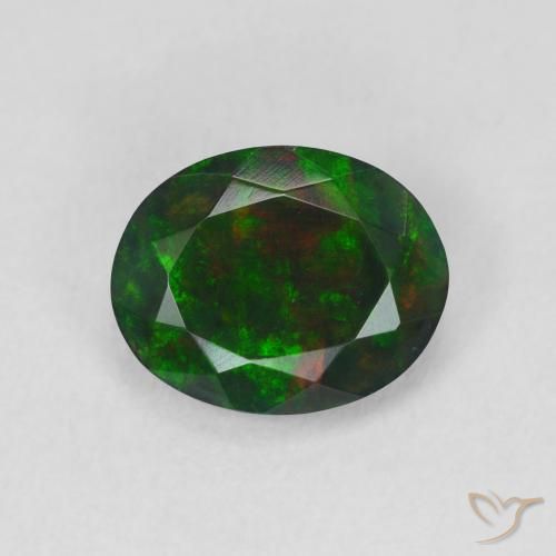 1.25ct طبيعي متعدد الألوان العقيق الأسود, بيضوي, نصف شفاف