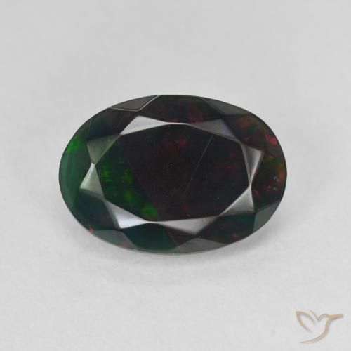 2.23ct طبيعي متعدد الألوان العقيق الأسود, بيضوي, نصف شفاف