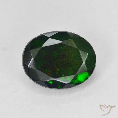 1.72ct طبيعي متعدد الألوان العقيق الأسود, بيضوي, نصف شفاف