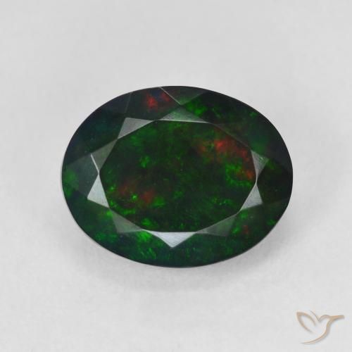 2.93ct طبيعي متعدد الألوان العقيق الأسود, بيضوي, نصف شفاف