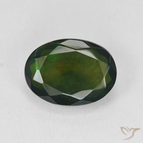2.75ct طبيعي متعدد الألوان العقيق الأسود, بيضوي, نصف شفاف