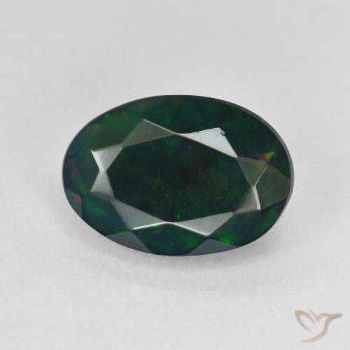 2.37ct طبيعي متعدد الألوان العقيق الأسود, بيضوي, نصف شفاف