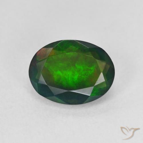 1.34ct طبيعي متعدد الألوان العقيق الأسود, بيضوي, نصف شفاف