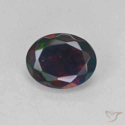 1.09ct طبيعي متعدد الألوان العقيق الأسود, بيضوي, نصف شفاف