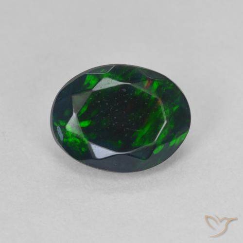 1.22ct طبيعي متعدد الألوان العقيق الأسود, بيضوي, نصف شفاف