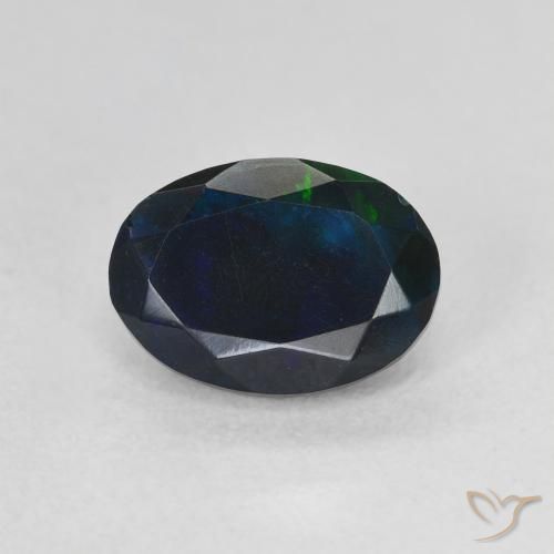 0.97ct طبيعي متعدد الألوان العقيق الأسود, بيضوي, نصف شفاف