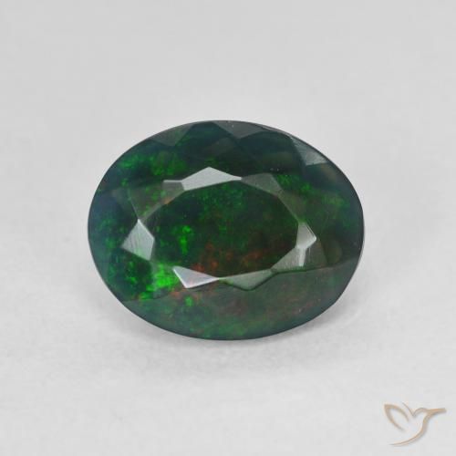 1.54ct طبيعي متعدد الألوان العقيق الأسود, بيضوي, نصف شفاف
