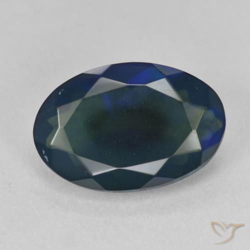 1.75ct طبيعي متعدد الألوان العقيق الأسود, بيضوي, نصف شفاف