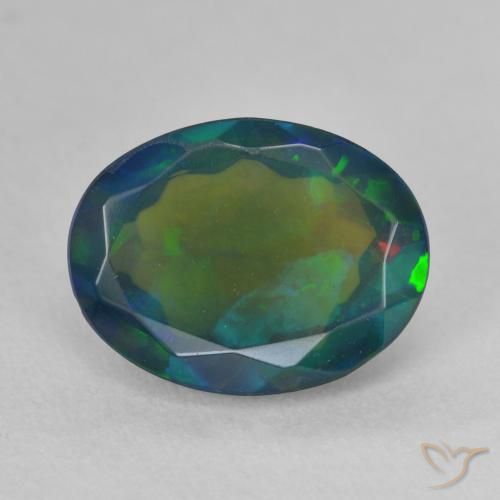 2.30ct طبيعي متعدد الألوان العقيق الأسود, بيضوي, نصف شفاف