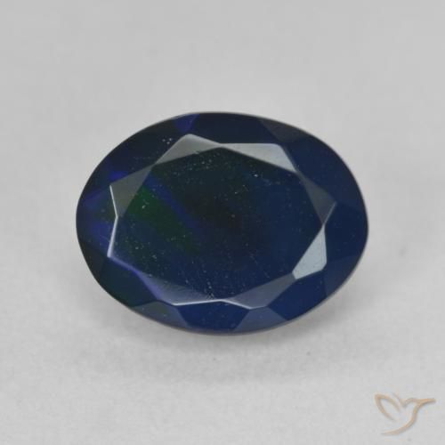 1.40ct طبيعي متعدد الألوان العقيق الأسود, بيضوي, غير شفاف