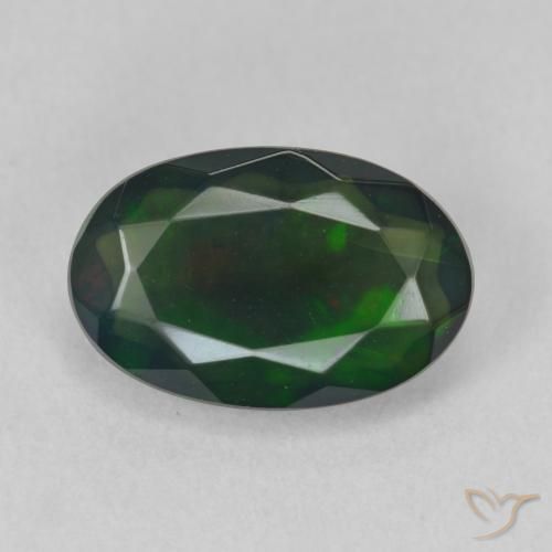 1.52ct طبيعي متعدد الألوان العقيق الأسود, بيضوي, نصف شفاف