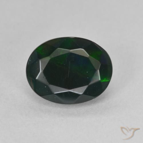 1.17ct طبيعي متعدد الألوان العقيق الأسود, بيضوي, نصف شفاف