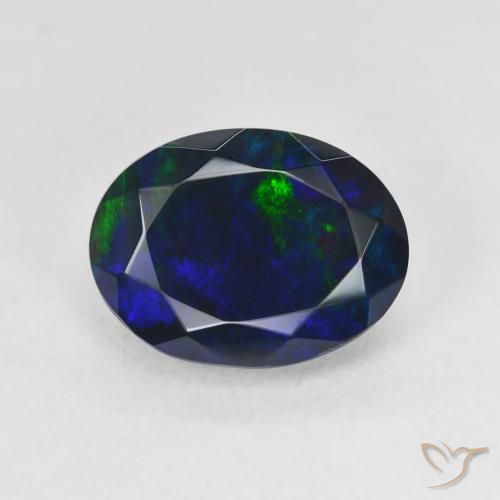 2.18ct طبيعي متعدد الألوان العقيق الأسود, بيضوي, نصف شفاف